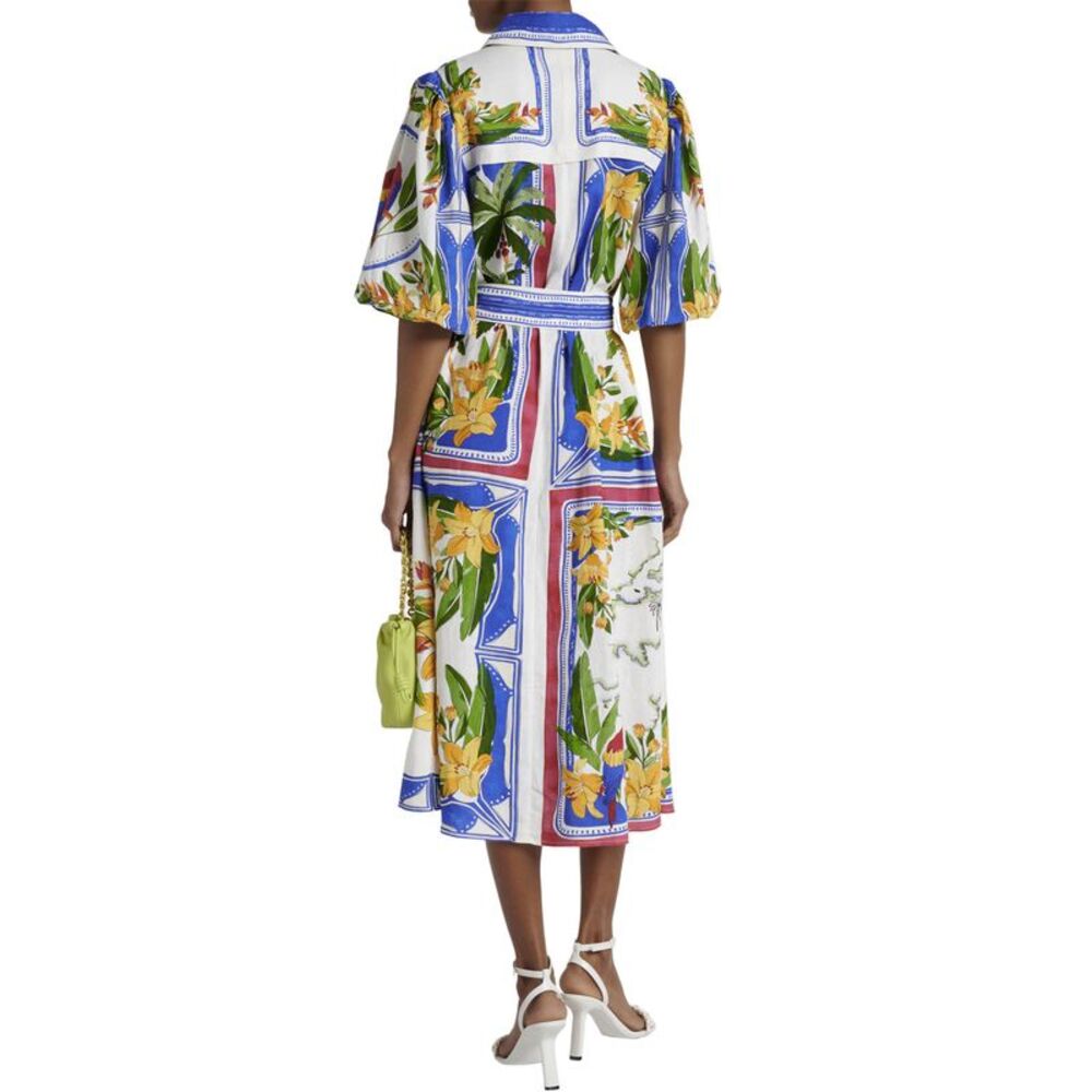 Farm Rio Womens Dress Tropical Destination Midi Dress XXS Off-White - NWT $280 - Picture 2 of 6
